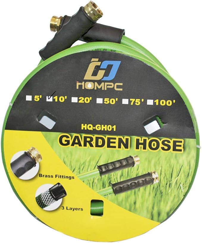 HQMPC Garden Hose 5/8"IDx20' Hose Durable PVC Non Kinking Heavy Water Hose with Brass Hose Fittings (20 FEET)