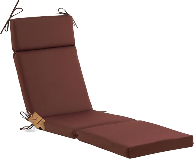Outdoor Chasie Lounge Tufted Thick Cushion with Ties,Replacement Wicker Chair Cushion for Paito Fruniture,72x21x3inches,All Weather,Dark Brown