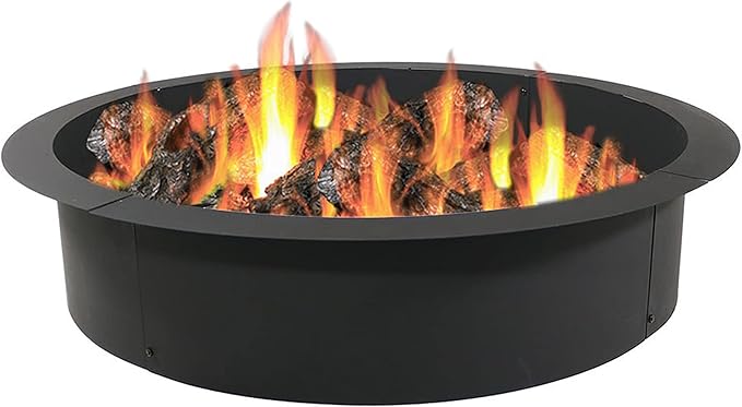 Sunnydaze Outdoor Fire Pit Ring - Heavy-Duty Round Steel Fire Ring Insert - DIY Above or In-Ground - 42-Inch Outer/36-Inch Inner Diameter