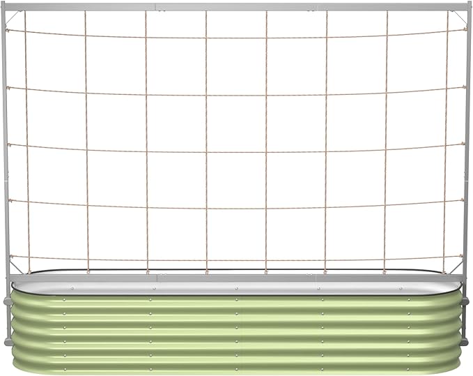Vego Garden Metal Frame Cucumber Tomato Trellis, Garden Trellis for Climbing Plants Like Cucumber Beans Tomatoes & Vines, 8.0ft Long Metal Trellis for Raised Garden Beds