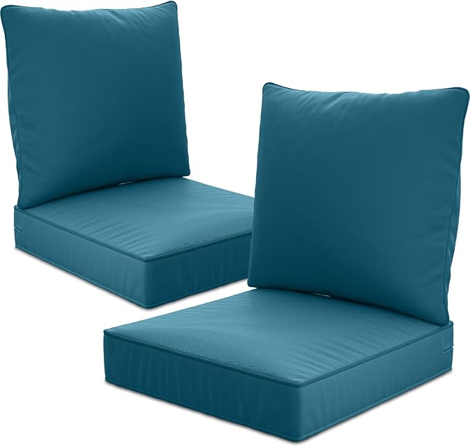 24" x 24" x 6" Outdoor Deep Seat Cushions Set - 2 Set Waterproof & Fade Resistant Patio Furniture Replacement Cushions, Non-Slip Outdoor Cushions Fit Loveseats, Couches, Chairs, and Sofas.