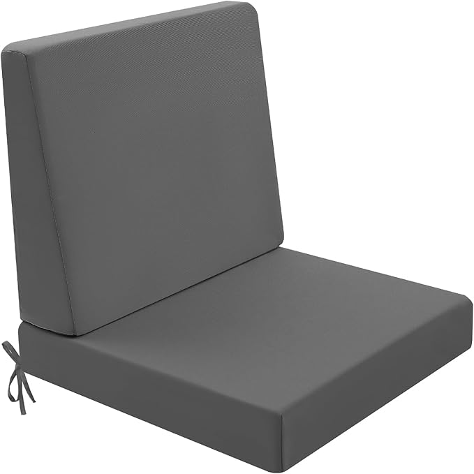 Outdoor Cushions for Patio Furniture, Outdoor Seat and Back Cushion, Waterproof Hampton Bay Deep Seat Replacement Couch Cushions for Garden Lawn, 24x24 Grey
