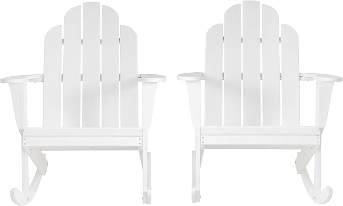 Jayde White Solid Wood Outdoor Adirondack Rocking Chair Set of 2 by Linon