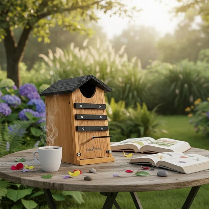 Cedar Screech Owl House Box, Squirrel House Nesting Shelter, Large Cedar Bird House for Outside, Rustic Big Birdhouse,Nesting Shelter Nester Heavy Duty, Stainless Steel Perch,Assemble Needed