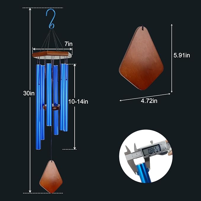 Memorial Wind Chimes Outdoor Deep Tone, Wind Chime for Outside, Sympathy Wind-Chime Personalized with 6 Tuned Tubes, Elegant Chime for Garden Patio Balcony and Home
