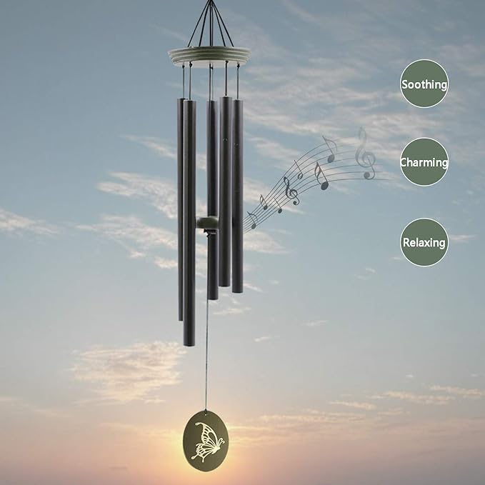 Wind Chimes for Outside, WindChimes Outdoor Tuned Soothing Melody, Wind Chimes Gifts for Mom, Wind Chime Outdoor Decoration, Patio, Garden, Yard. Butterfly Wind-Chime