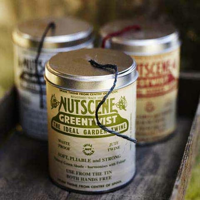 NUTSCENE Iconic Tin (Tin ‘O’ Twine) with Their Heritage Scottish Jute Twine and Hole in Top for Easy Dispensing. 14+ Colors to Choose from. 164 Yards. (Lilac)
