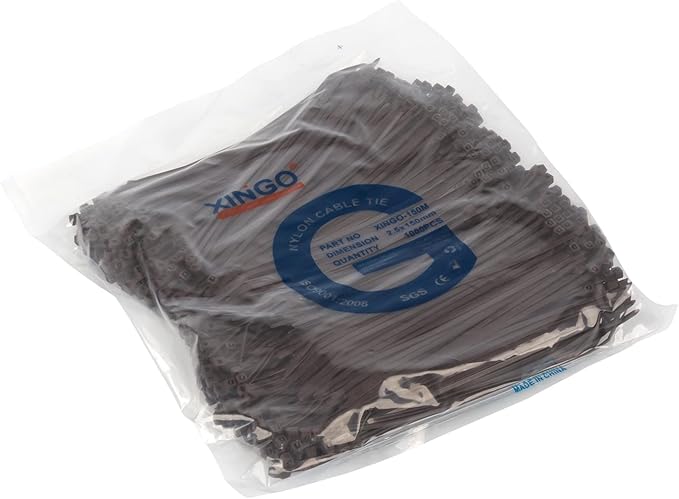 XINGO 1000 PCS 6 inch Brown Zip Ties, 18lb Strength, Small Tie Wraps Self-Locking Nylon Zip Ties for Indoor and Outdoor Use