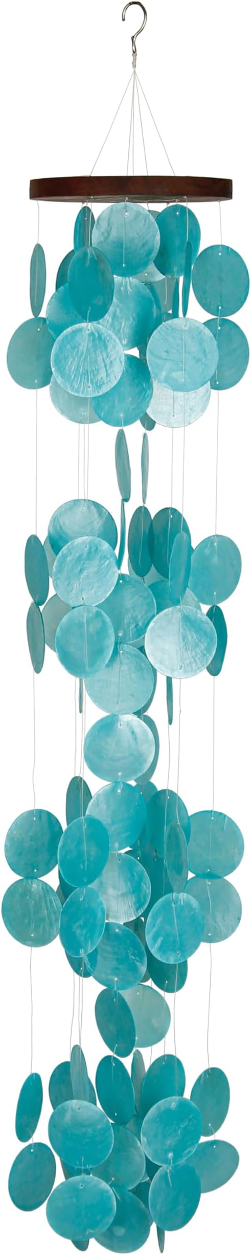 Woodstock Chimes Asli Arts Collection, Capiz Waterfall, 40'' Azure Capiz Wind Chimes for Outdoor, Patio, Home or Garden Décor, Wind Chime for Mom Christmas/Hanukkah Gifts (CWRA)