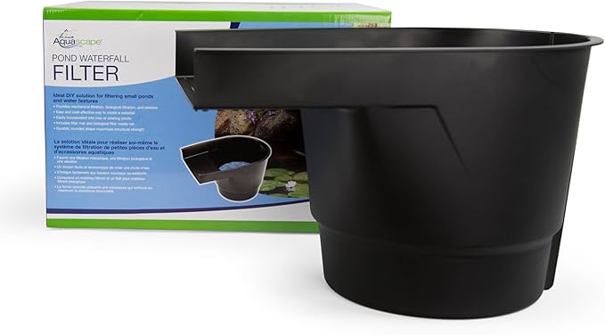 Aquascape Pond Filter and Waterfall Spillway, Efficient Mechanical and Biological Filtration, Compact | 77020,Black