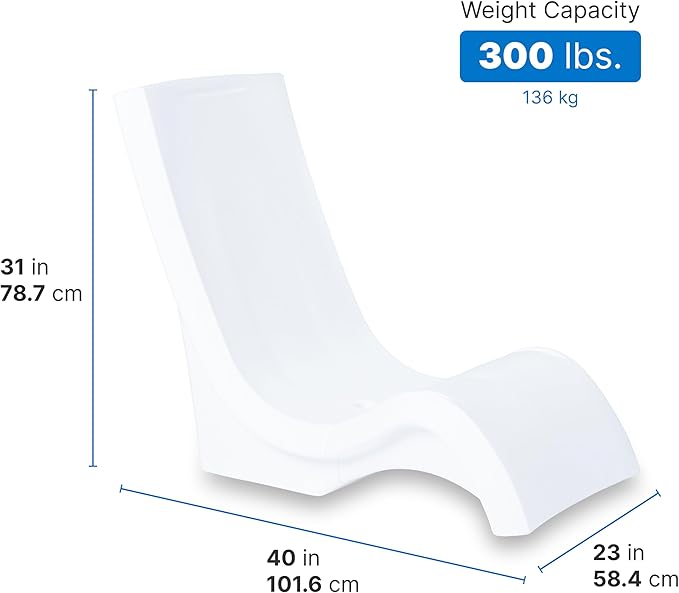 Step2 Vero Pool Chair, Fade-Resistant, Waterproof Patio Furniture for Sun Shelf, Use in Pools up to 9-Inches of Water, Weighted, White