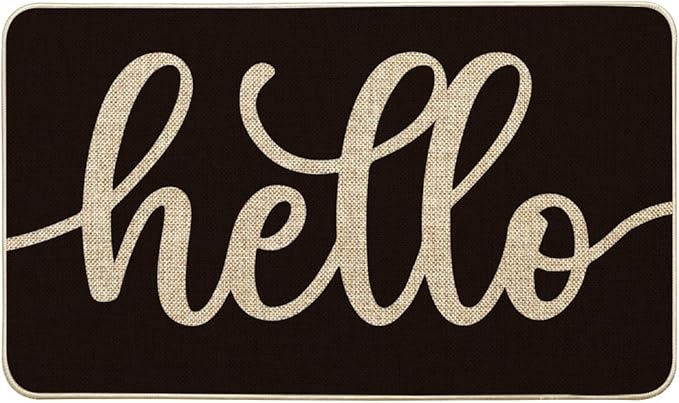 Artoid Mode Balck Hello Halloween Doormat, Home Decor Low-Profile Switch Rug Door Mat Floor Mat for Indoor Outdoor 17x29 Inch