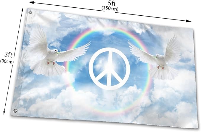 Peace Flag 3x5 Ft Outdoor Indoor With Grommet Rainbow Hippie Dove Peace Outside Deco Garden Yard Home Banner Decorative Sign