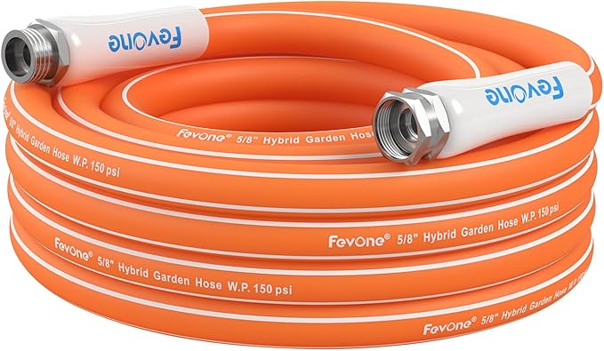 Fevone Kink Free Garden Hose 25 ft, All Weather Flexible, Heavy-Duty & Durable, Leak-Free Connection