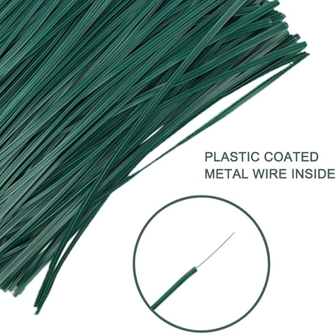 POYEE 8" 20cm Garden Twist Ties Plastic Garden Plant Support Cable Cord Ties (100, Green)