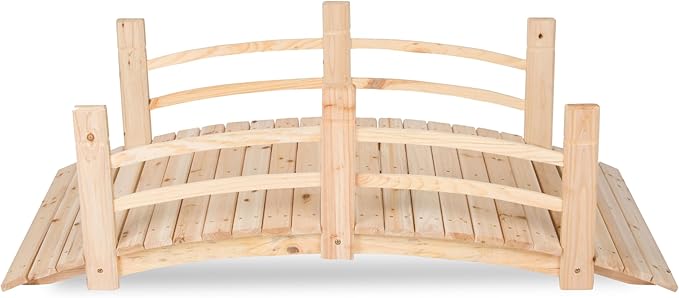 Shine Company 4981N 5 Ft. Cedar Wood Garden Bridge with Side Rails, Natural