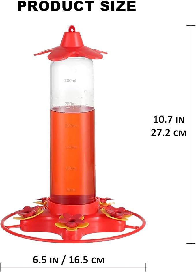 Hummingbird Feeders for Outdoors Hanging - 5 Feeding Ports 12 oz Plastic Hummingbird Feeder, Bee-Proof Leak-Proof No Drip, Easy to Clean with Cleaning Brush