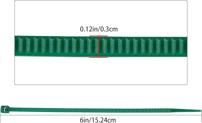 Green Zip Ties 6 inch 3mm Dark Green Nylon Garden Cable Zip Ties Self Locking Cable Ties Twist Ties, Multi-Purpose Cable Tie(100 Pcs)