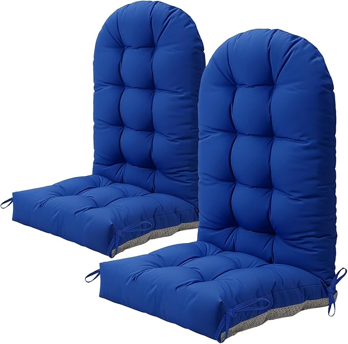 Adirondack Chair Cushion Set of 2, Thickened Patio Chair Cushions with Ties, Waterproof and UV-Protected Rocking Chair Cushion for Indoor and Outdoor, Navy Blue.