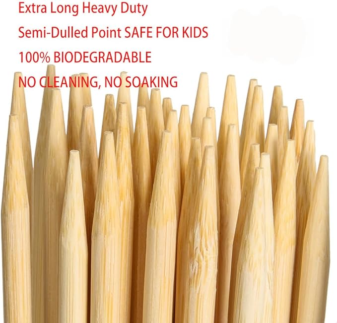 Natural Bamboo Skewers 30 Inch Extra Long 5mm Heavy Duty Marshmallow Roasting Sticks Thick Smore Sticks for BBQ Grilling Camping Kitchen Crafting and Party (120)