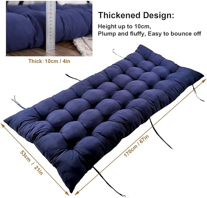 ERWUDEling Zero Gravity Lounge Chair Cushion 67 Inch - Thick & Soft Waterproof Patio Furniture Cushion for Outdoor/Indoor Use, Non-Slip with 6 Ties, Blue (19" W x 67" L x 4" T)