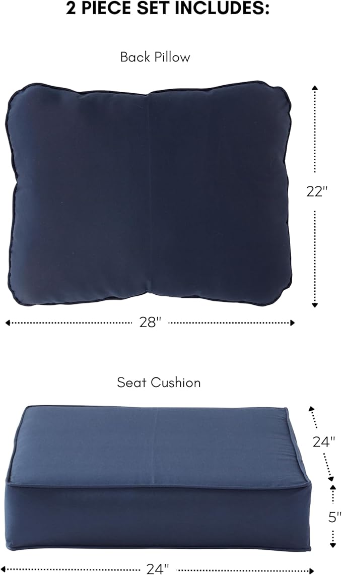 Greendale Home Fashions Outdoor Reversible 2-Piece Deep Seat Cushion Set, Midnight