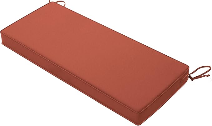 Favoyard Outdoor Bench Cushion 45 x 18 Inch Waterproof Patio Furniture Cushions 3-Year Color Fastness Garden Sofa Settee Couch Swing Pads with Handle and Adjustable Straps, Spice