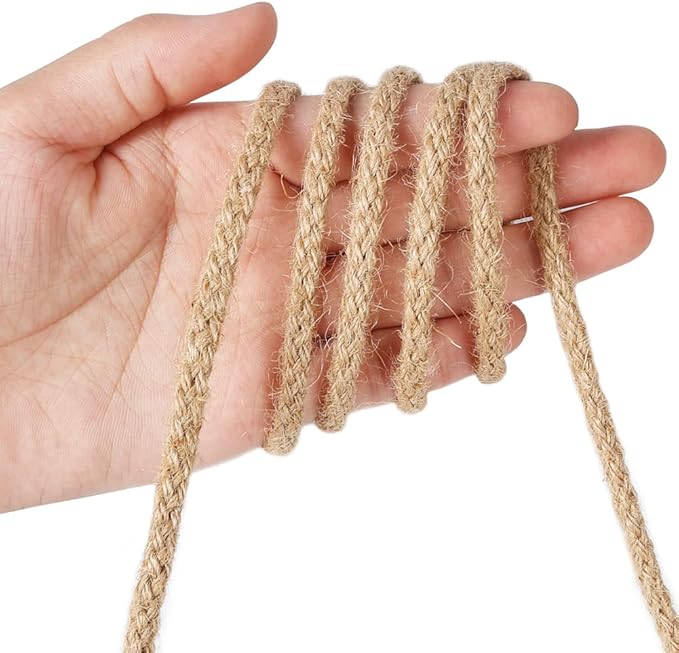 Tenn Well 5mm Jute Twine, 100 Feet Braided Natural Rope, Thick Twine for Crafts, Gift Wrapping, Gardening, Cat Tower Repair, Macrame Jute Cord
