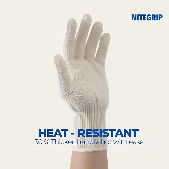 Heat-Resistant Cotton String Knit Work Gloves (2 Pairs, Large) – Reusable BBQ & Safety Glove Liners Hand Saver