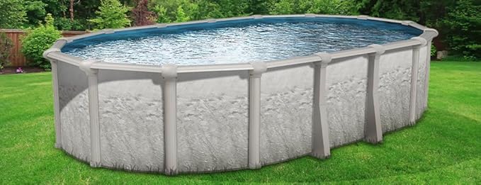 Lake Effect Pools 'Antigua' 15 ft x 30 ft Oval Above Ground Swimming Pool | 52 Inch Steel Sided Walls | Kit Includes: 25 Gauge Overlap Liner & Widemouth Skimmer