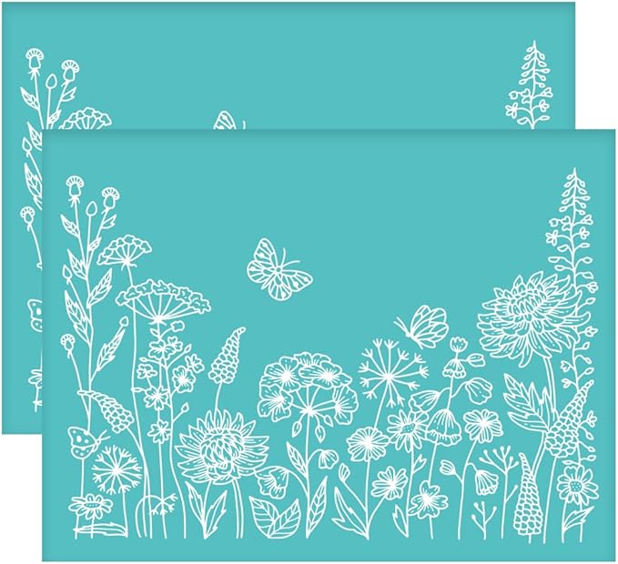 OLYCRAFT 2Pcs 11x8.6 Inch Self-Adhesive Silk Screen Printing Stencil Plants Pattern Mesh Transfers Stencil Flower Butterfly Silk Screen Stencils for Painting on Wood DIY T-Shirt Fabric
