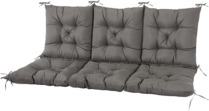 NACATIN 3 Seat Cushion for Outdoor Swing - 60x40 inches, 4" Thick Porch Swing Cushions with Ties and Storage Bag, Waterproof Bench Cushions for Patio, Outdoor, Backyard and Garden (Dark Gray)
