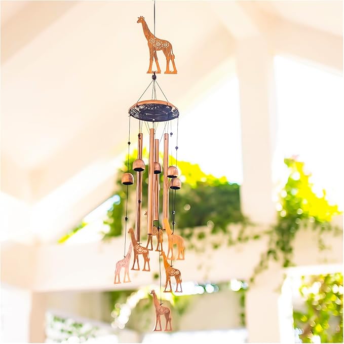 Giraffe Wind Chimes Outdoor Giraffe Gifts for Women Mom Men Dad Unique Birthday Gifts Metal WindChimes for Outside/Indoors, Patio, Lawn, Yard, Home Decor, Outdoor Decor, Garden Decorations