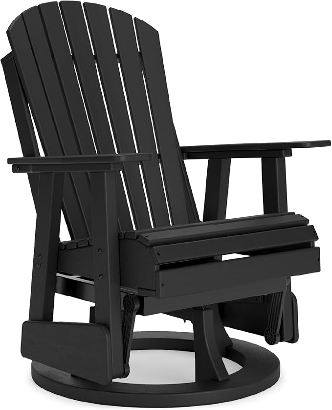 Signature Design by Ashley Hyland Wave Modern Outdoor Swivel Glider Chair, Gentle Gliding Motion, Stainless Steel Hardware and HDPE, 30.88" W x 30.5" D x 41.63" H, Black