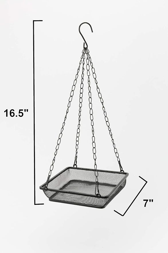 WOSIBO Hanging Feeder Seed Tray, Platform Metal Mesh , Outdoor Garden Decoration for Wild Backyard Attracting Birds