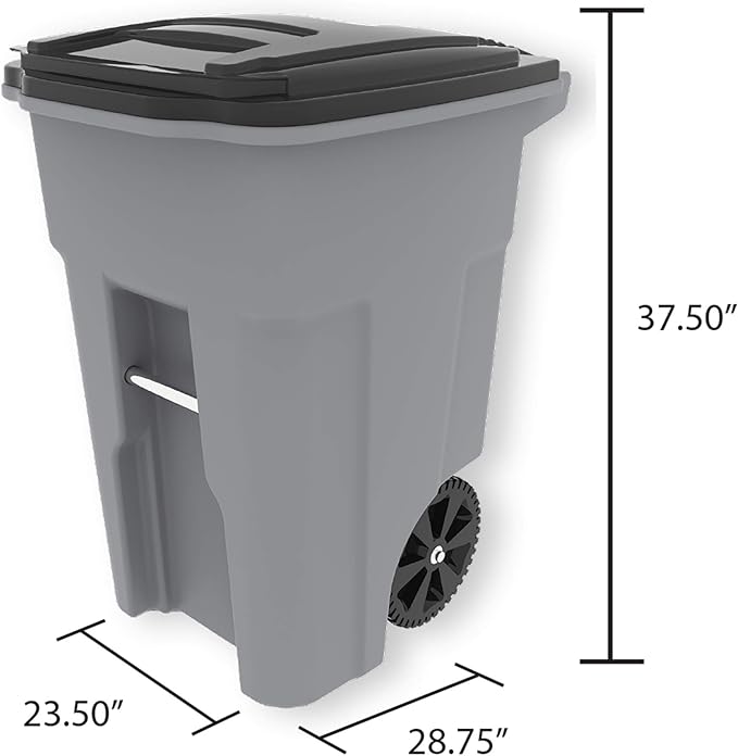 Toter 79248-R2968 48Gal 2-Wheel Trash Can, 48 Gallon, Greenstone