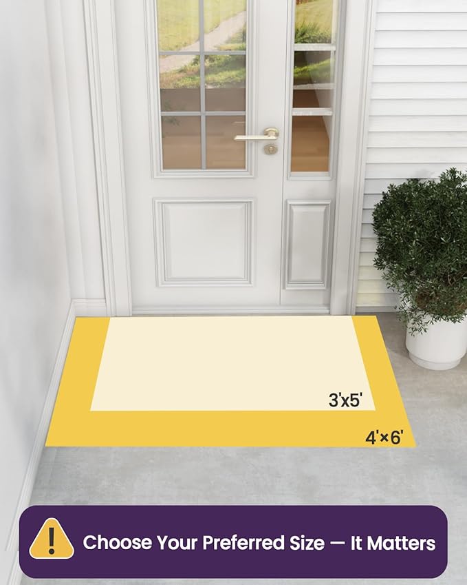 DEXI Front Door Mat Outside Entrance Welcome, Summer Floral Entryway Doormat Dirt Trapper, Heavy Duty Non Slip Large Entry Mats for Patio Garage Porch Home Decorative, 3x5, Bee and Flower