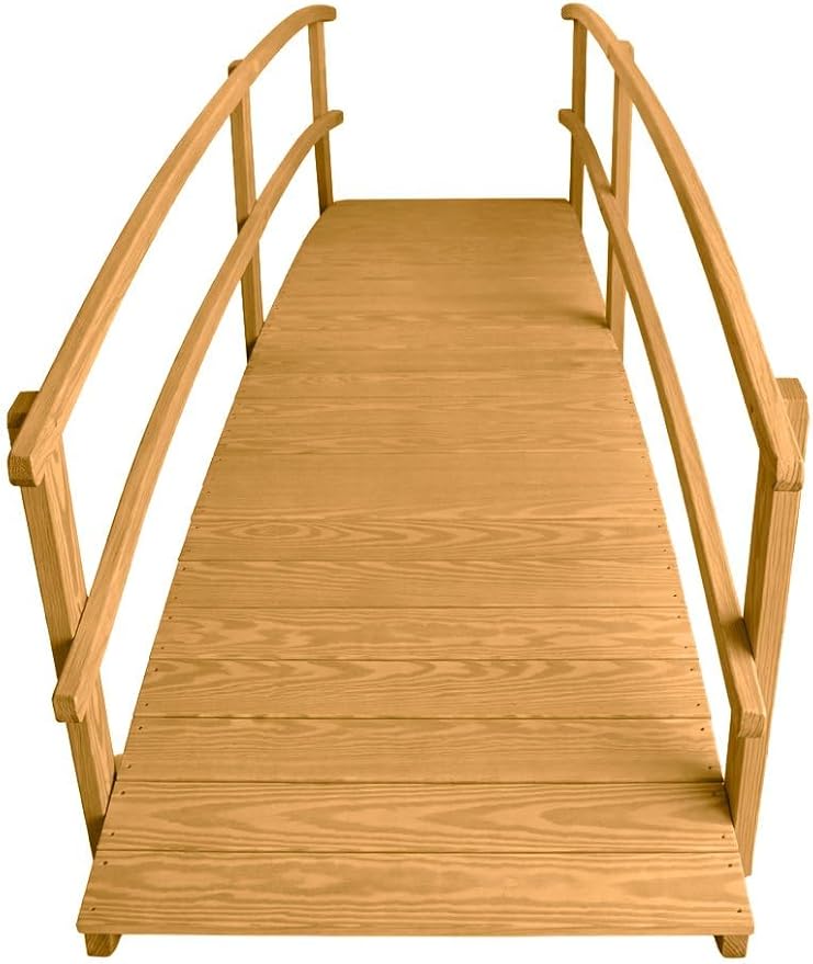 10 FT Oak Amish Made Garden Bridge with Double Rails for Walkway, Backyard Pond & Landscaping, Outdoor Wooden Footbridge for Koi Pond, Japanese Style Decorative Bridge, Made in USA