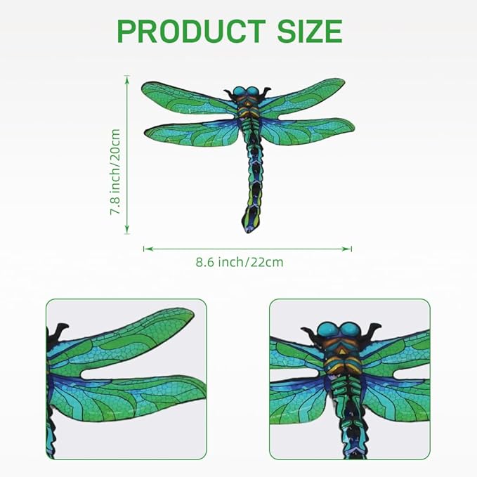 dreamskip Metal Dragonfly Wall Decor Art, 4 Pack Colorful Metal Dragonflies Outdoor Wall Art, Hand Painted Outdoor Wall Decor For Garden, Yard, Fence, Patio, Outside, Living Room Decoration