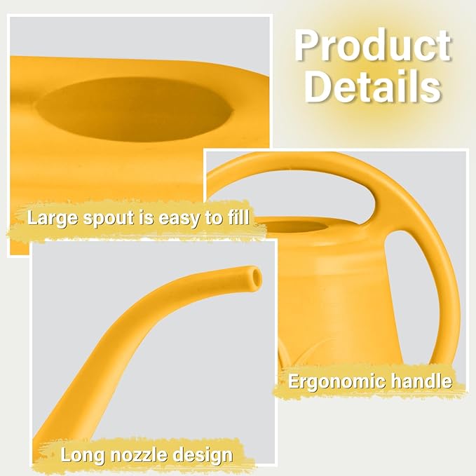 Grip Watering Can - for Home Plant Garden - 1 Gallon - Orange