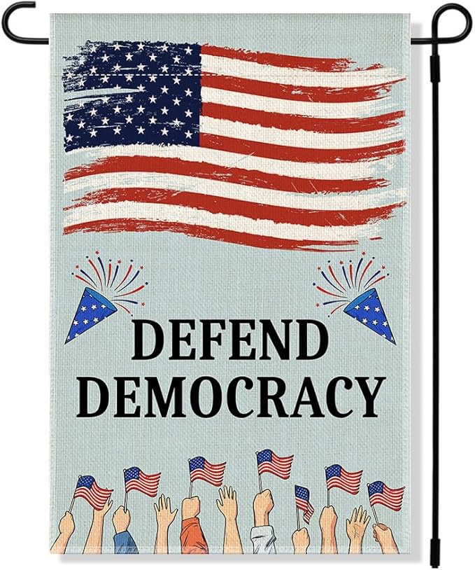 RZHV Defend Democracy Double-Sided Garden Flag for Outdoor House Yard Sign Garden Decor Parade, Support democracy Social Justice Yard Sign, Patriotic Home Outdoor Banner, Democratic Party Gift
