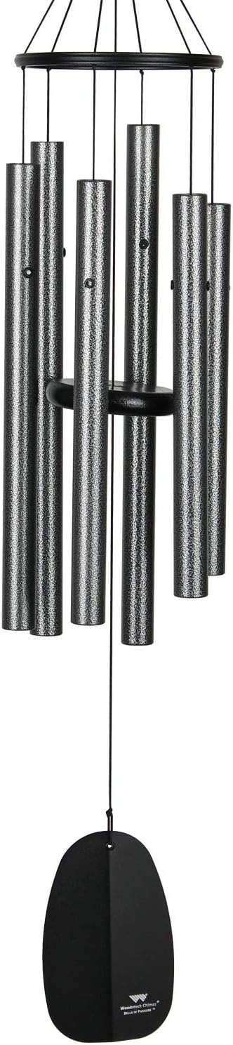 Woodstock Chimes Signature Collection, Bells of Paradise, Antique Silver 32", Decor Designs Wind Chimes for Outdoor, Patio, Home or Garden Décor (BPMAS)