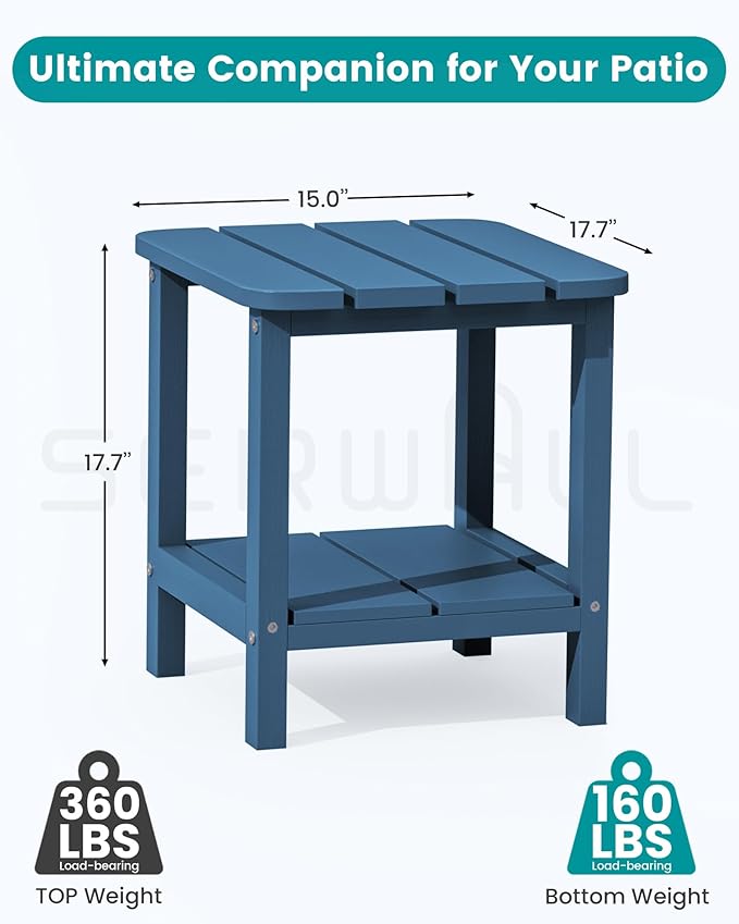 SERWALL Adirondack Table Set of 6, Outdoor Side Table- Blue