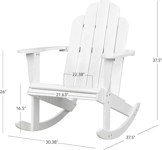 Jayde White Solid Wood Outdoor Adirondack Rocking Chair Set of 2 by Linon