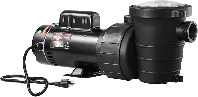 VEVOR Above Ground Pool Pump, 1.5HP/0.35HP, Dual Speed Swimming Pool Pump, High 110 GPM 54 ft Lift, Low 52 GPM 14 ft Lift, 110V 3450 RPM with Strainer Basket, 122°F Max Water Temp, for Hot Tubs Spas