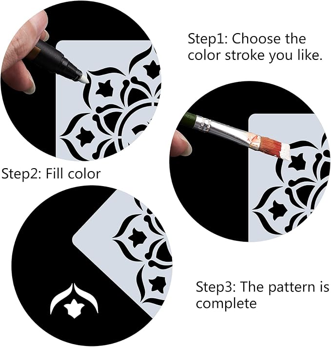 GORGECRAFT Chakra Mandala Stencil Reusable Flower Template Large 11.8x11.8 Inch DIY Home Signs Decor for Painting on Wood Scrapbook Card Wall Floor Drawing