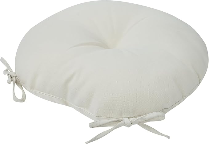 Bistro Chair Cushions 15 inch,Set of 2,Tufted Round Chair Cushions with Ties,15"x15"x4",Water Resistant Round Seat Cushion for Barstool Chairs,Patio Garden Kitchen Outdoor Furniture(Cream White)