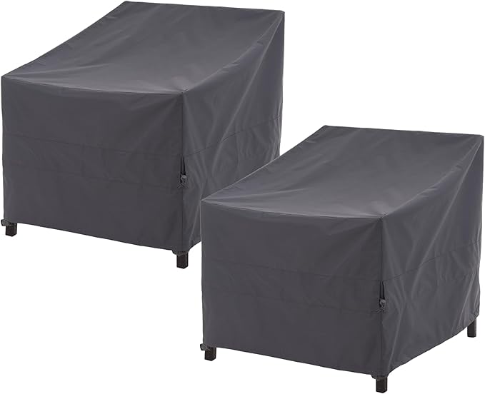 WJ-X3 Patio Chair Cover, Outdoor Lounge Cover, Heavy Duty, Waterproof Lawn Chair Covers, 29W x 30D x 36H, Gray, 2-Pack