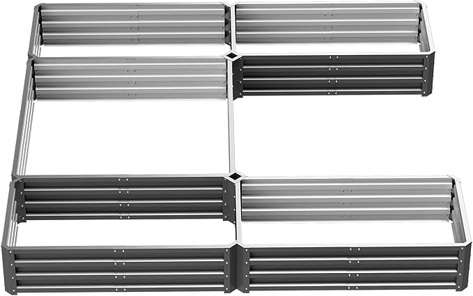 Outsunny 8 x 8' Raised Garden Bed Set, Large Steel Flower Planters for Outdoor Plants, Easy Assembly for Vegetables, Herbs, Gray
