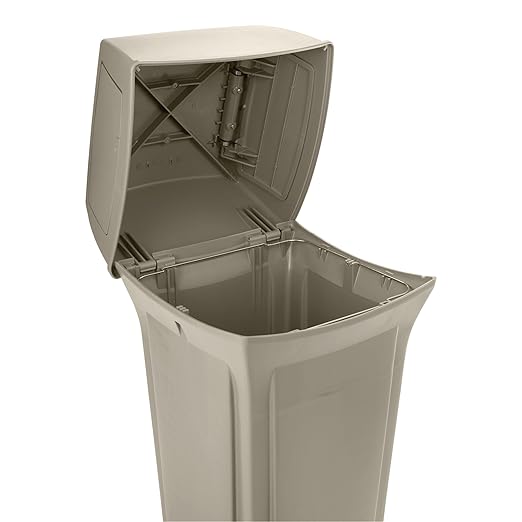 Rubbermaid Commercial Products Ranger Trash Can with 2 Door Lid, 35 GAL, Black Plastic, Outdoor for Stadiums/Parks/Shopping Plazas
